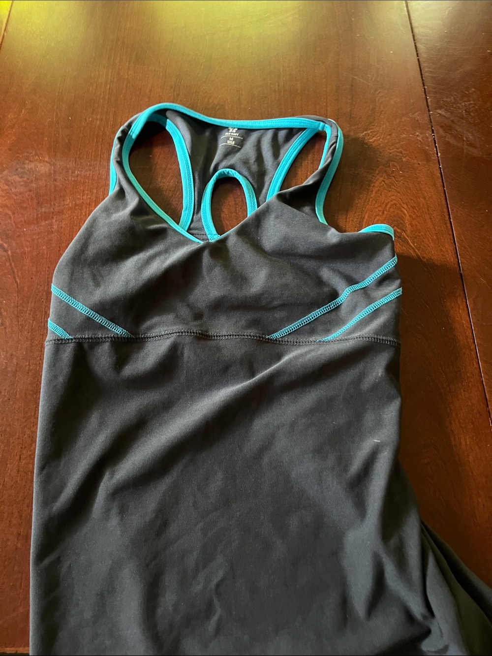 Old Navy Black Tank with Teal Trim Racerback